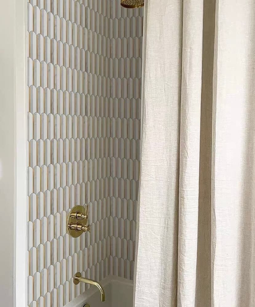 โมเสคหินอ่อน TIMELESS TILES รุ่น ROYAL FEATHER 23.5X28.5 ซม. สีเทาขาว_3